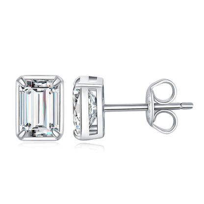 Emerald Cut 1.6 Carat Moissanite Stud Earrings – Luxury Gift for Her