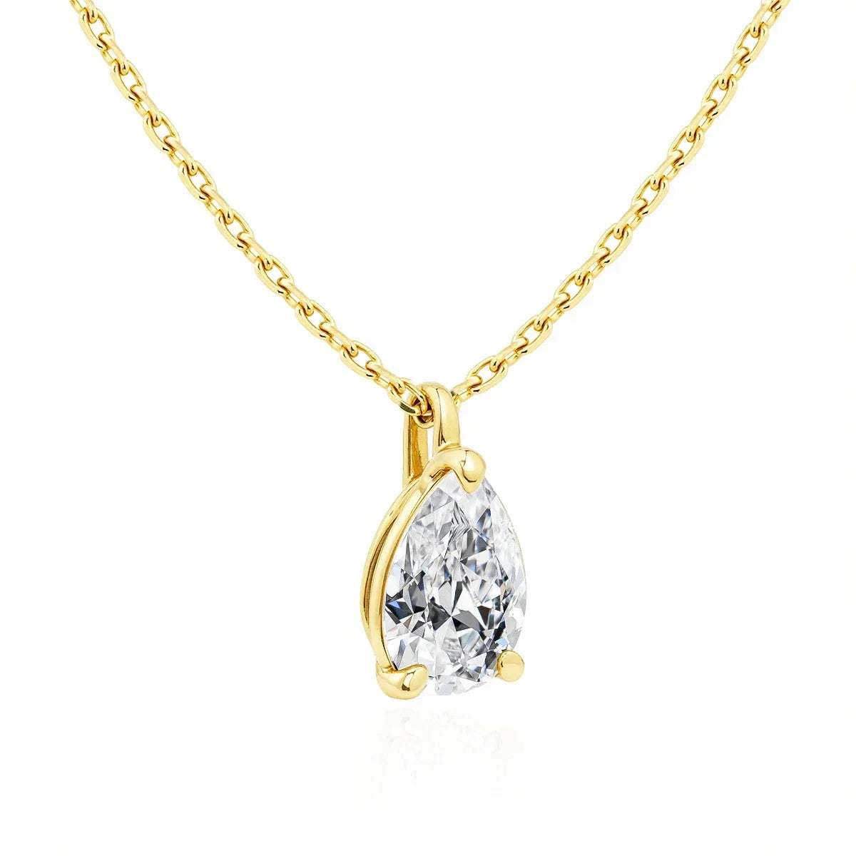 14K Gold Pendant 2CT Pear Cut Moissanite Necklace
