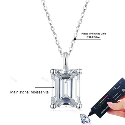 Emerald Cut Moissanite 18K Gold Plated Necklace