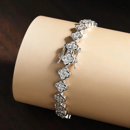 Four Leaf Clover Moissanite Tennis Bracelet - Christmas Gift