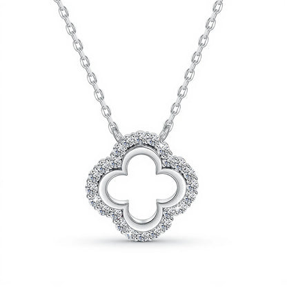 Four Leaf Clover Loop Moissanite 18K Gold Plated Necklace - Gift for Her