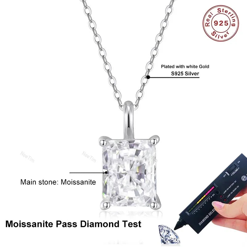 Radiant Cut Moissanite Gold Plated Necklace