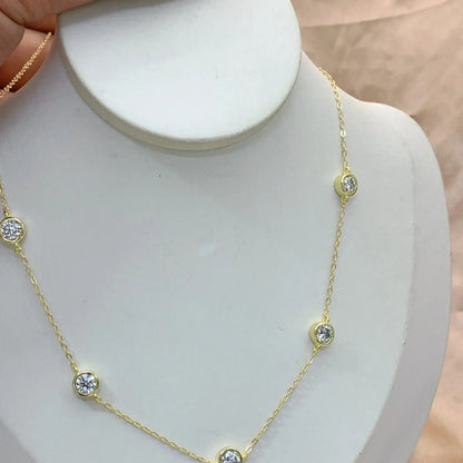 2.5ct Moissanite 5 Stones Moissanite 18k Gold Plated Necklace