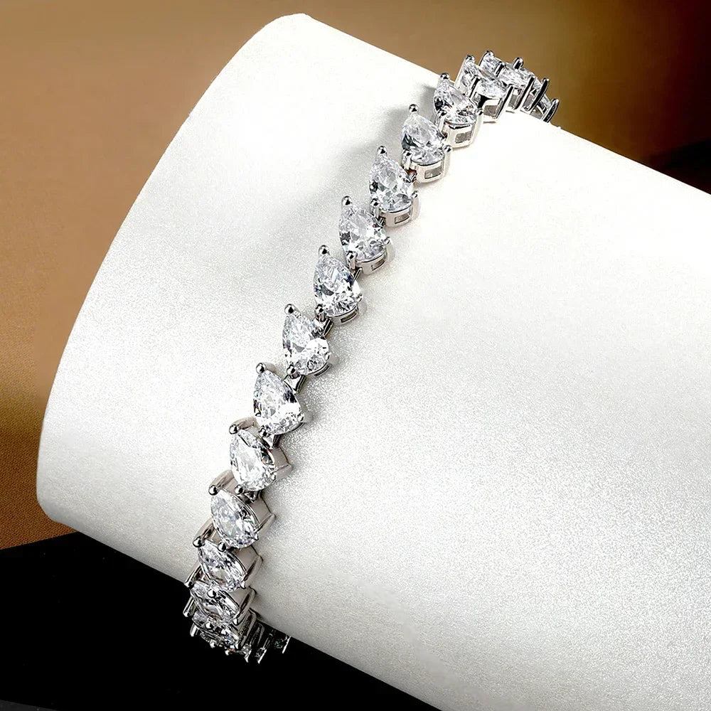 Pear Cut Moissanite Tennis Bracelet –  Anniversary Gift