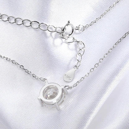 Round Cut Moissanite White Gold Plated Necklace
