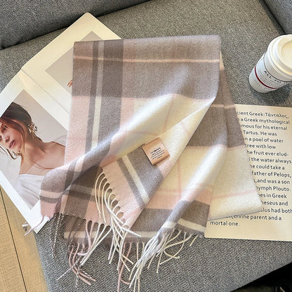 100% Wool Plaid Scarf - Christmas Gift for Men and Women