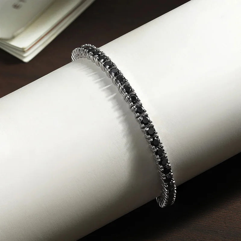 Black Moissanite Tennis Bracelet GRA Certified