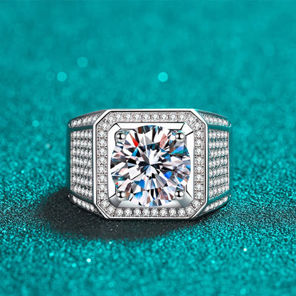 White Gold Plated 10-Carat Moissanite Men's Ring