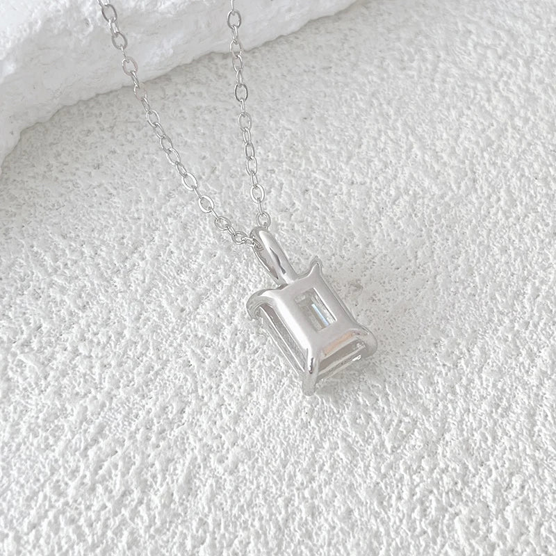 Emerald Cut Moissanite 18K Gold Plated Necklace