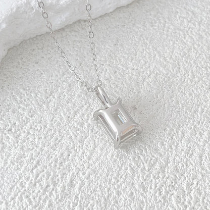 Emerald Cut Moissanite 18K Gold Plated Necklace