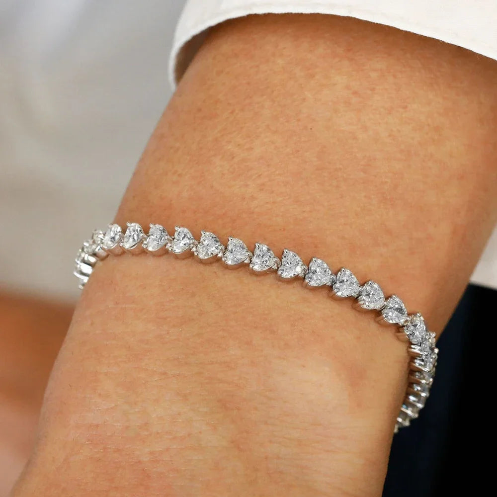 Heart Cut Moissanite Tennis GRA Certified Bracelet - Valentine Gift