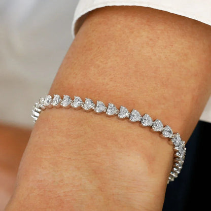 Heart Cut Moissanite Tennis GRA Certified Bracelet - Valentine Gift