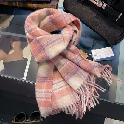 100% Wool Plaid Scarf - Christmas Gift for Men and Women