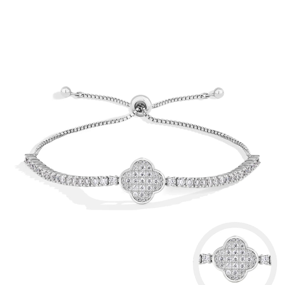 Clover Adjustable Moissanite Tennis Bracelet - Women's Gift