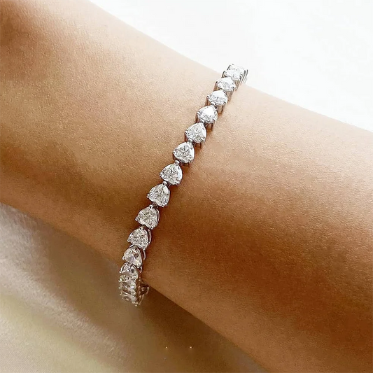 Heart Cut Moissanite Tennis GRA Certified Bracelet - Valentine Gift