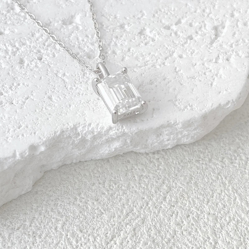 Emerald Cut Moissanite 18K Gold Plated Necklace