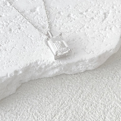 Emerald Cut Moissanite 18K Gold Plated Necklace