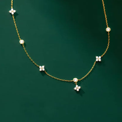 Clover Design Moissanite Necklace - Four-leaf Flower Necklace