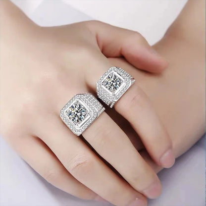 White Gold Plated 10-Carat Moissanite Men's Ring