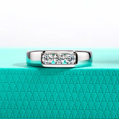 0.6ct Moissanite Men's 18K Gold Plated Ring