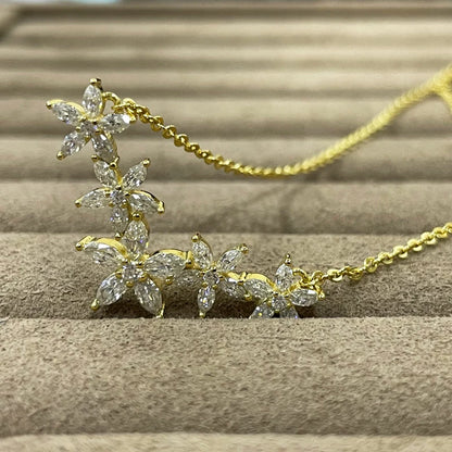 Flowers Design Moissanite Necklace