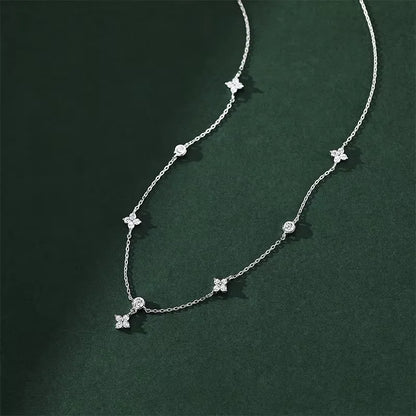 Clover Design Moissanite Necklace - Four-leaf Flower Necklace