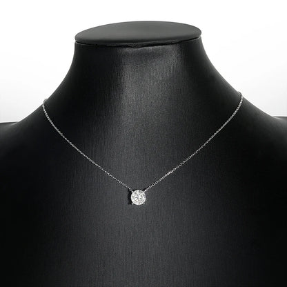 Round Cut Moissanite White Gold Plated Necklace
