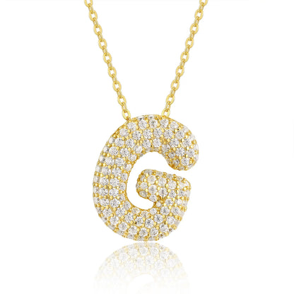 Moissanite Bubble Letter Necklace - Christmas Gift