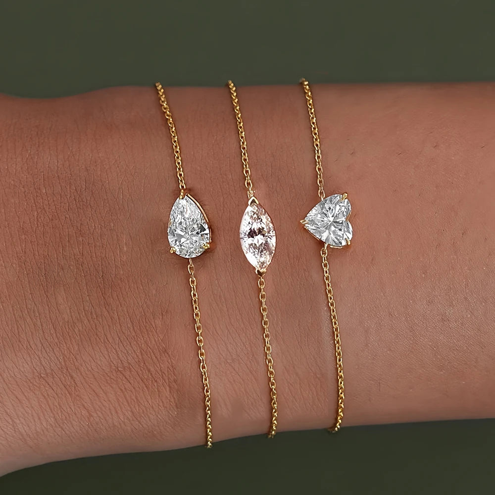 Solitaire Moissanite Bracelet - All Cuts / Christmas Gift for Her