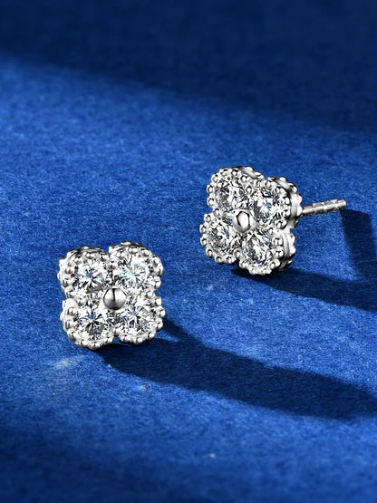 18k Gold Plated Clover Flower Moissanite Necklace, Earrings & Bracelet Set