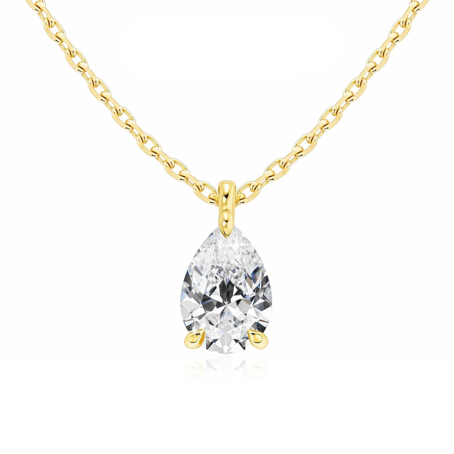 14K Gold Pendant 2CT Pear Cut Moissanite Necklace