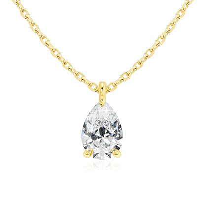 14K Gold Pendant 2CT Pear Cut Moissanite Necklace